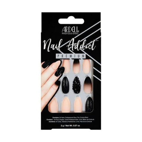 ARDELL Nail Addict Premium Artificial Nail Set - Black Stud & Pink Ombre - Nail Set