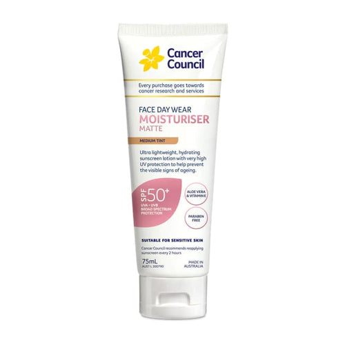 Cancer Council Face Day Wear Moisturiser Tinted SPF 50+ Medium Tint 75ml - Sunscreen