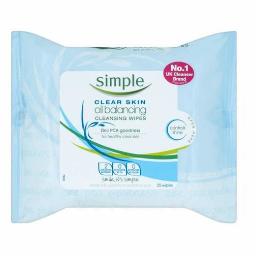 Simple Clear Skin Oil Balancing Cleansing Wipes - Face Wipes